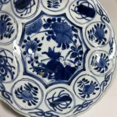 中国明時代 古染付芙蓉手 中皿 幅約19.8㎝ トヒト 東さ8-0711☆2F