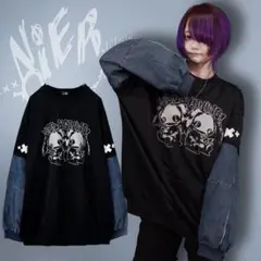 NIER　DENIM DOCKING GRAPHIC SWEAT　新品、美品！