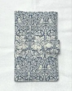 ハンドメイド　訳あり　芯有り　マルチケース　通帳　お薬手帳　モリス　ブルーグレー