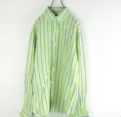 ポロ　ラルフローレン　長袖シャツ　L　緑　シルク　コットン　カスタムフィット