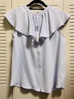 ミッシュマッシュ フリル ノースリーブシャツ ライトブルー