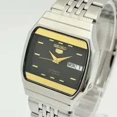 SEIKO 5 자동 감기 데이 데이트 남성 시계 스퀘어 가동품 골드