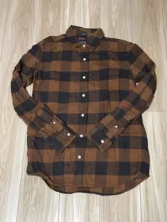 GAP フランネルシャツ　Sサイズ　ブラウンチェック柄