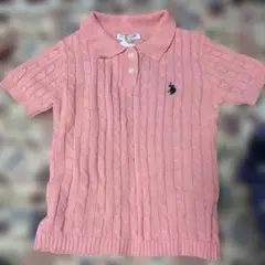 U.S. POLO ASSN. ケーブル編み ポロシャツ ピンク M