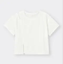 GU GIRLSネックスリットクロップドT(半袖)