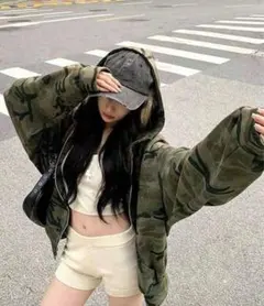 迷彩柄フード付きパーカー Mサイズ