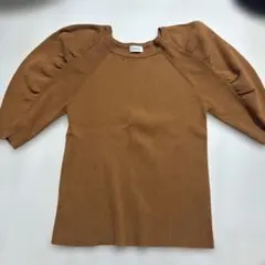 ブラウン パフスリーブ ニット Mサイズ
