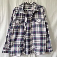 エディーバウアー シャツ レギュラー長袖 チェック 【XL】紫緑白 綿のサムネイル