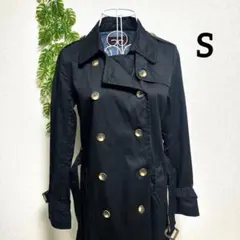 アーバンリサーチ・S ブラック 長袖トレンチコート 綿/ポリエステル