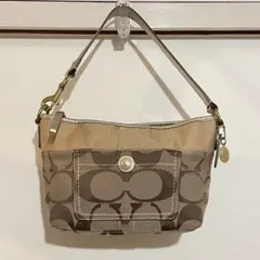 COACH シグネチャー ワンショルダー ハンドバッグ ブラウン ゴールド