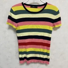 ZARA ストライプ 半袖ニットTシャツ S