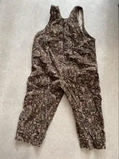 ダークブラウン花柄ロンパース