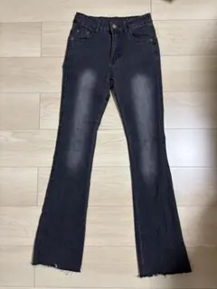 Y2K ブラック　デニムフレアパンツ