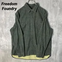 T-2596 Freedom Foundry ネルシャツ 杢ヘザー調 Lグリーン
