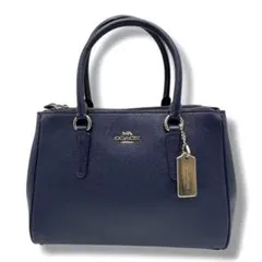 COACH コーチ ハンドバッグ ショルダーバッグ 金具 レザー　ネイビー