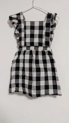 韓国子供服　aostaチェック柄エプロンワンピース