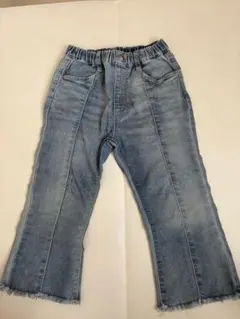 キッズ デニムパンツ フレア カットオフ ウエストゴムのサムネイル