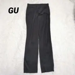 GU リブスリムストレートパンツQ 黒 S