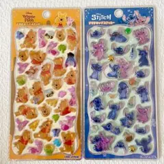 ディズニー キャラクター プチドロップステッカー 곰돌이 푸 スティッチ