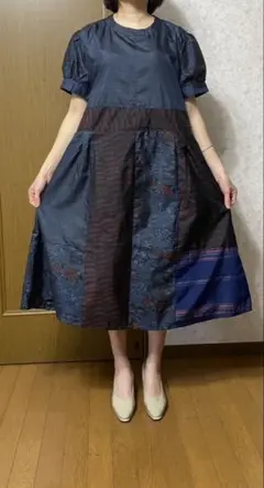 着物リメイクワンピース　大島紬