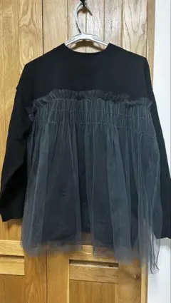 フリル付きチュール ニット
