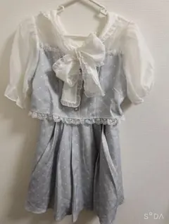 ROJITA ワンピース 水色 リボン 夏 シフォン