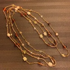 ロングネックレス 2本セット　☆ビーズ＆ガラス玉