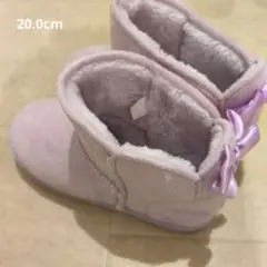 リボン　ラベンダー　ムートンブーツ
