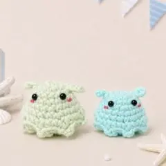 親子でころんと小さなめんだこのあみぐるみ　グリーン