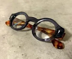 ロイド眼鏡　ラウンド型　丸めがね　サングラス　伊達眼鏡　クリアパープル×オレンジ