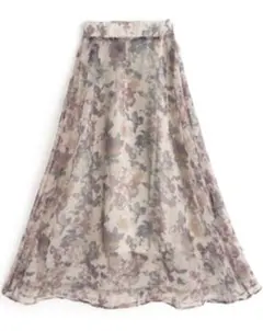 ＊GRL＊花柄オーガンジーフレアスカート アイボリー L