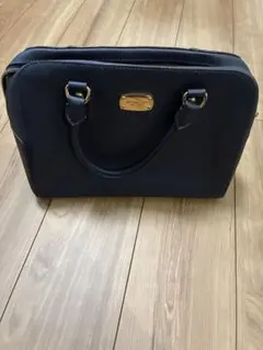 ネイビー ハンドバッグ 合成皮革 ゴールド金具