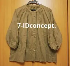 7-IDconcept. バンドカラー ギャザーシャツブラウス ブラウンのサムネイル