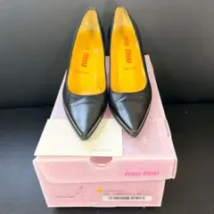 ミュウミュウ miumiu パンプス 36 23cm レザー ブラック イエローのサムネイル