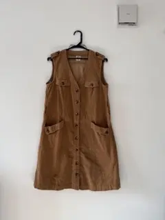 コーデュロイ ジャンパースカート ワンピース キャメル