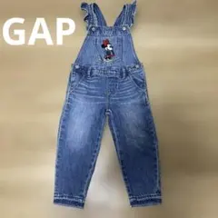 【美品】GAP×ディズニー！ミニーマウス刺繍！デニムオーバーオール！4years