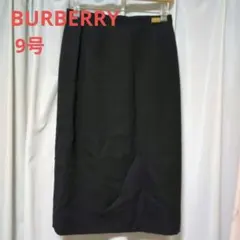 【値下げ】バーバリー 黒 ブラック スカート 膝丈 毛 ウール 無地　9号