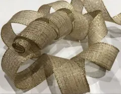 【ワイヤーエッジリボン】 ・ジュート風 ・幅3.8㌢・2m