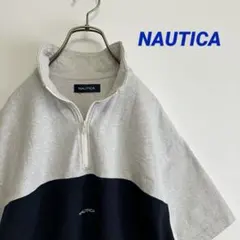 古着　ノーティカ　半袖スウェット　メンズＭ〜Ｌ相当　ハーフジップ　ワンポイントのサムネイル