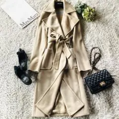 希少42✨美品 近年マックスマーラ マニュエラコート カシミヤ100% ベージュ