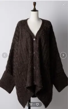 美品LA BELLE ETUDE フェザーヤーンBIGニットアウターカーディガン