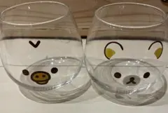 【未使用品】リラックマフェイス ゆらゆら ペアグラス　リラックマとキイロイトリ