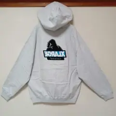 X-LARGEエクストララージ新品未使用パーカーバックプリントグレーサイズXL