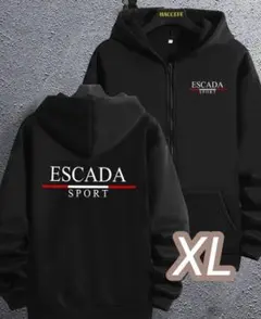 【ZIPパーカー】黒★XLサイズ《Esc》裏フリース●╋サイズ■ZIP羽織パーカ