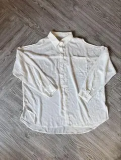 GRL ホワイトオーバーサイズシャツ　オープンショルダーシャツブラウス