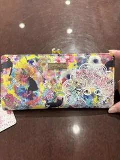 新品 scoLar スカラー 猫 花柄 がま口 長財布　がま口　黄色のサムネイル