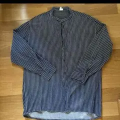 ノーカラーシャツ　ストライプ　XL バンドカラー　綿100% #6