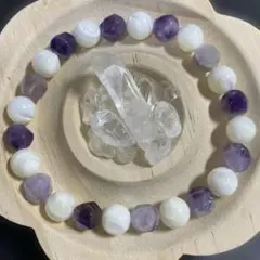天然石　マザーオブパール　ドリームアメジストカット　ブレスレット　パワーストーン