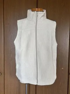 KOON イタリアブランド　メンズ　アイボリー リブ編み ジップアップベスト