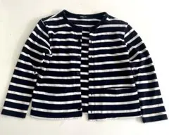 COMME CA ISM ストライプカーディガン ネイビー　ボーダー 120A